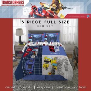 Transformers Kids 5pc Reversible Full Size Comforter Set Brand NEW